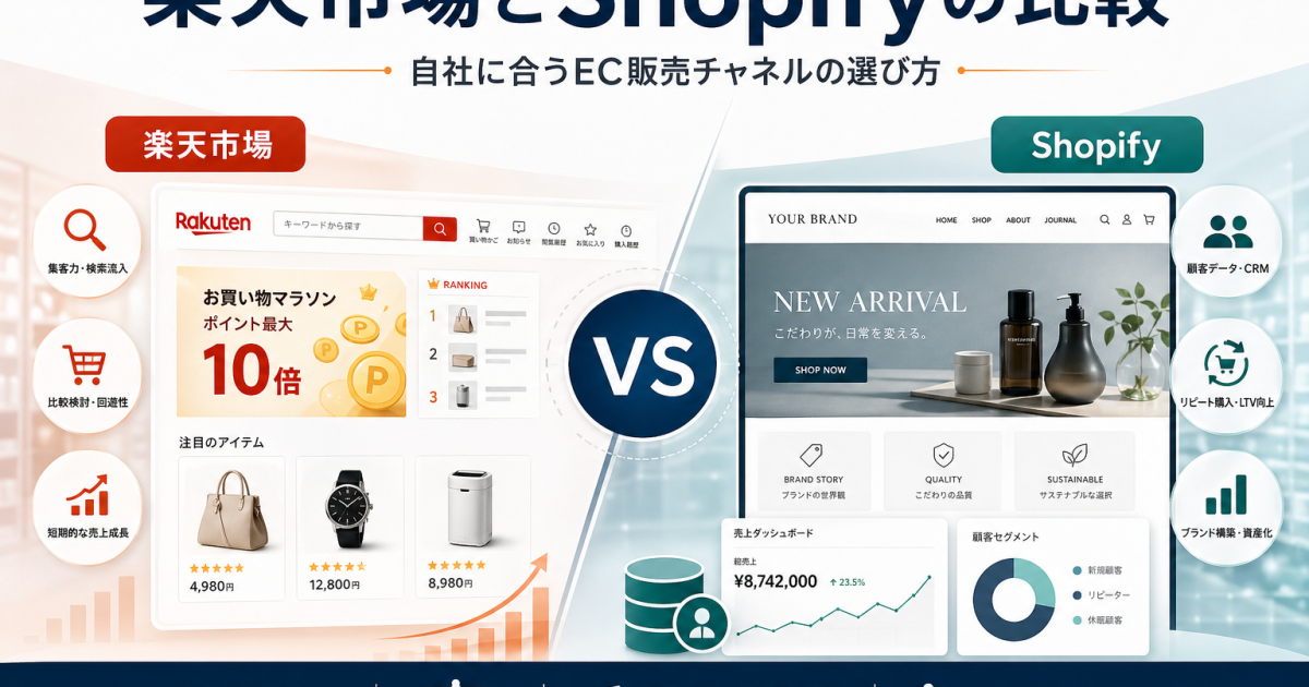 楽天とShopifyを比較｜自社に合うEC販売チャネルの選び方
