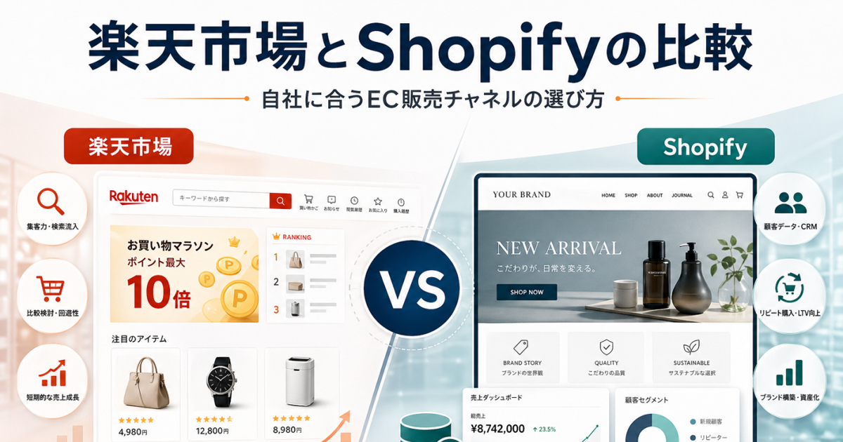 楽天とShopifyを比較｜自社に合うEC販売チャネルの選び方